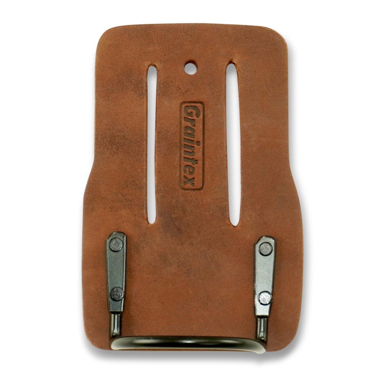 Graintex LH2320 Hammer Holder Fixed Tan Color Oil Tanned Top Grain Leather, Tunnel Slot Fits up to 3" Belt, Reinforced with Rivets, Electricians, Carpenters, Contractors - Image 1